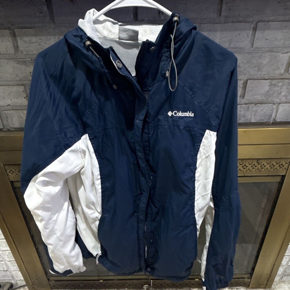 Columbia Men's Colorblock Hooded Full Zip Jacket Blue/White Logo L